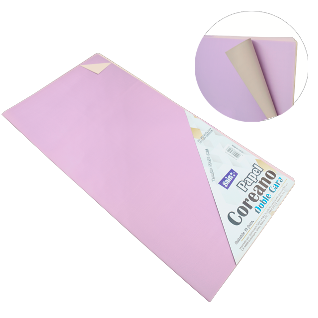 PAPEL COREANO 58X58 DOBLE CARA 03 MORADO-LILA CLARO PQT C/10