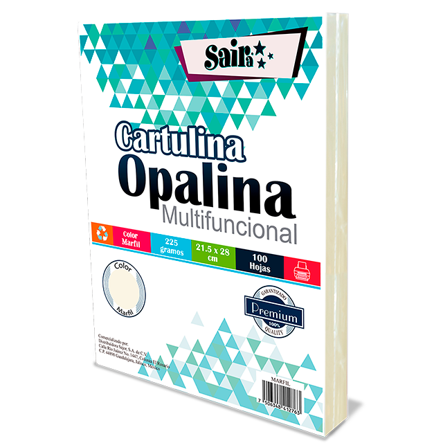 OPALINA MARFIL CARTULINA T/CARTA 225GRS. PAQ C/100