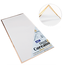 PAPEL COREANO 57X57  BORDE DORADO 01 BLANCO PQT C/10