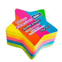 NOTAS ADHESIVAS ESTRELLAS MULTICOLORES FLUORESCENTES 400 HOJAS CAJA C/6 PZAS